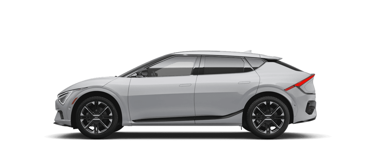 A silver Kia EV6 GT-Line shown alone in side profile on a transparent background