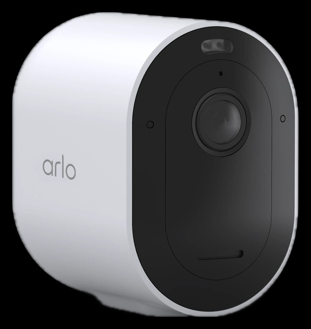 A single white Arlo Pro 5 camera viewed from the front and side