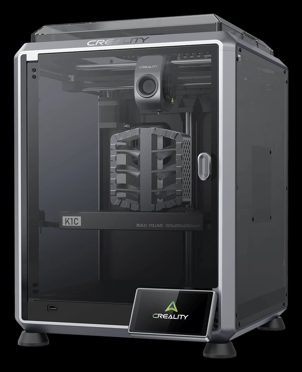 Creality K1C enclosed 3D printer on a transparent background