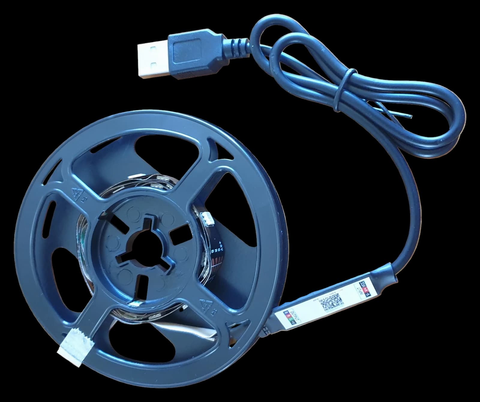 Complete ELK-BLEDOB USB LED-strip reel, controller and cable.