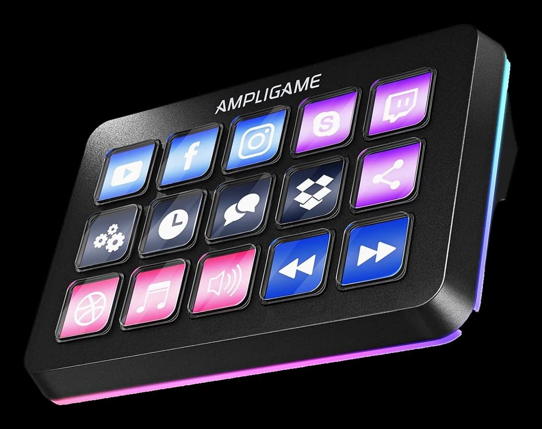 Complete Fifine AmpliGame D6 15-key stream controller.