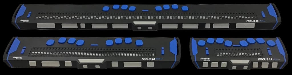 Freedom Scientific Focus Blue 80, 40 and 14 braille displays