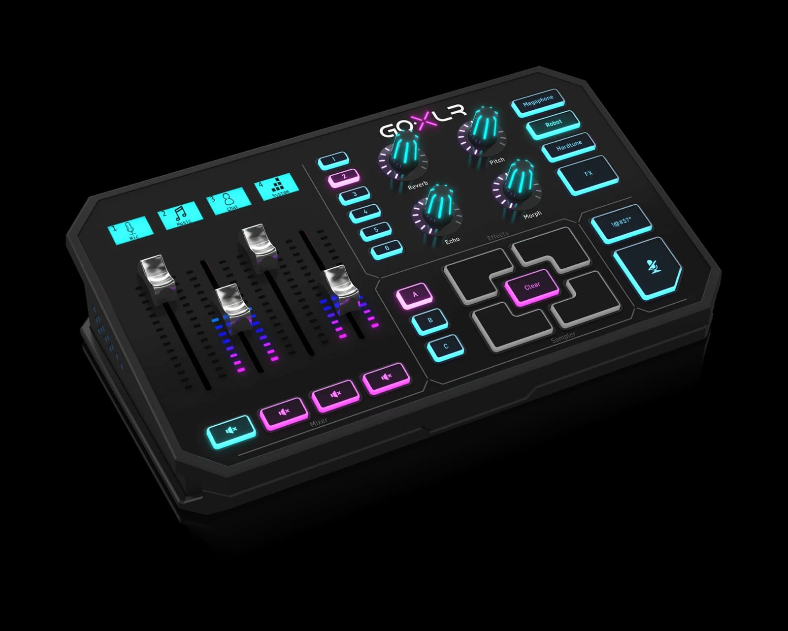 TC-Helicon GoXLR mixer, complete angled product view