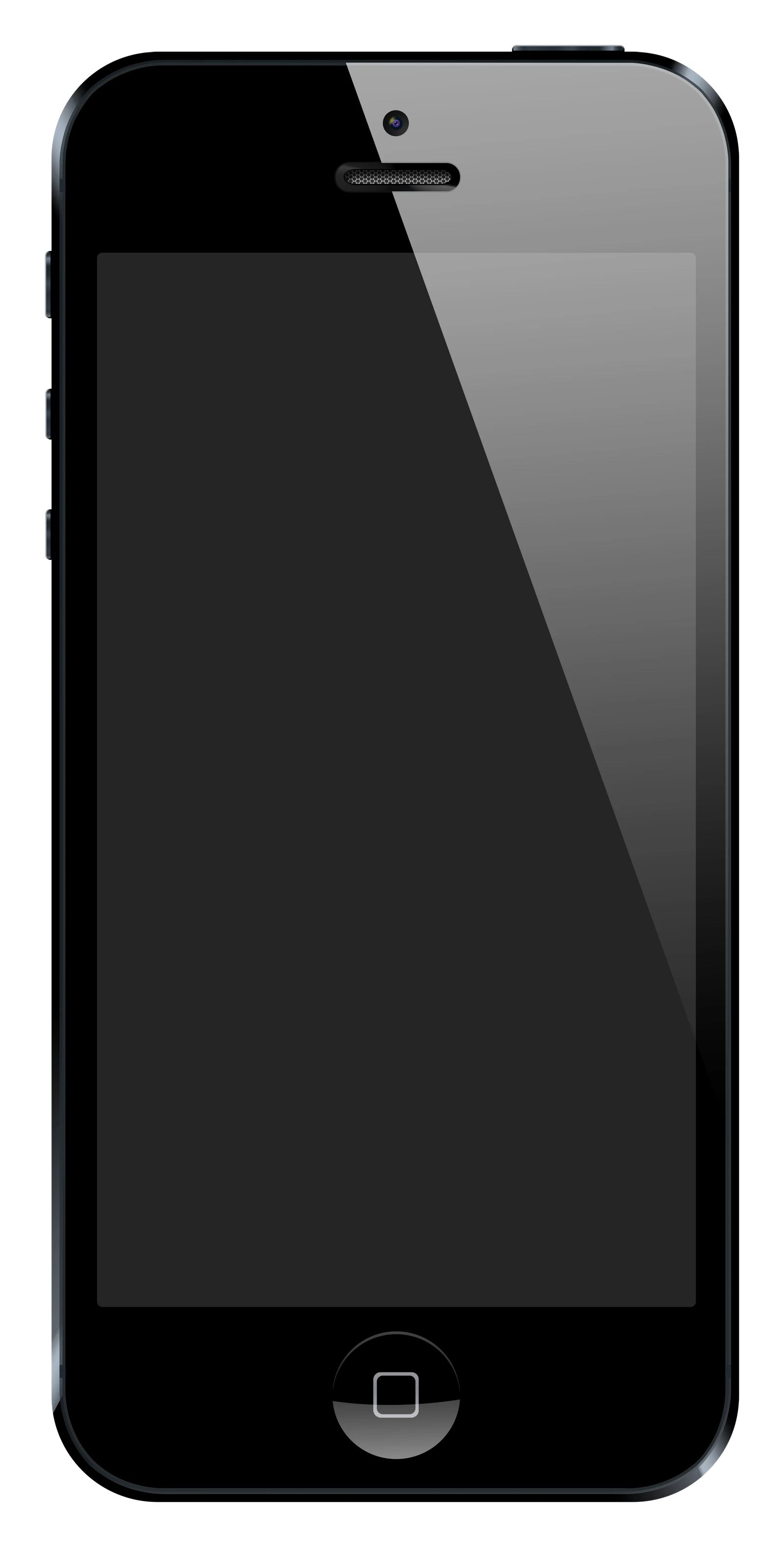 Black iPhone 5, front, with a blank screen