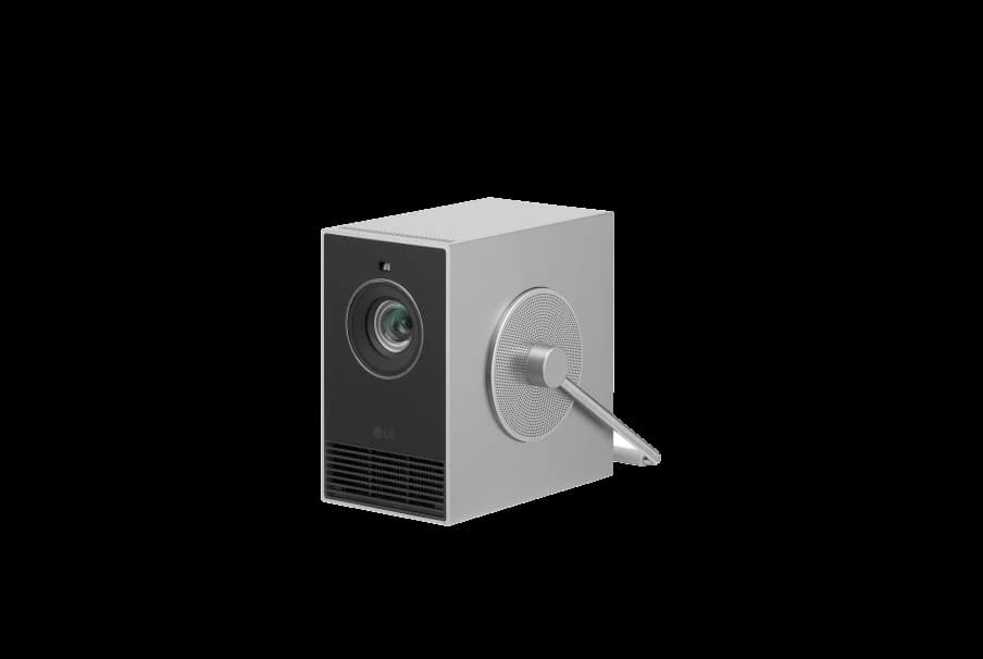 LG CineBeam Q projector with handle