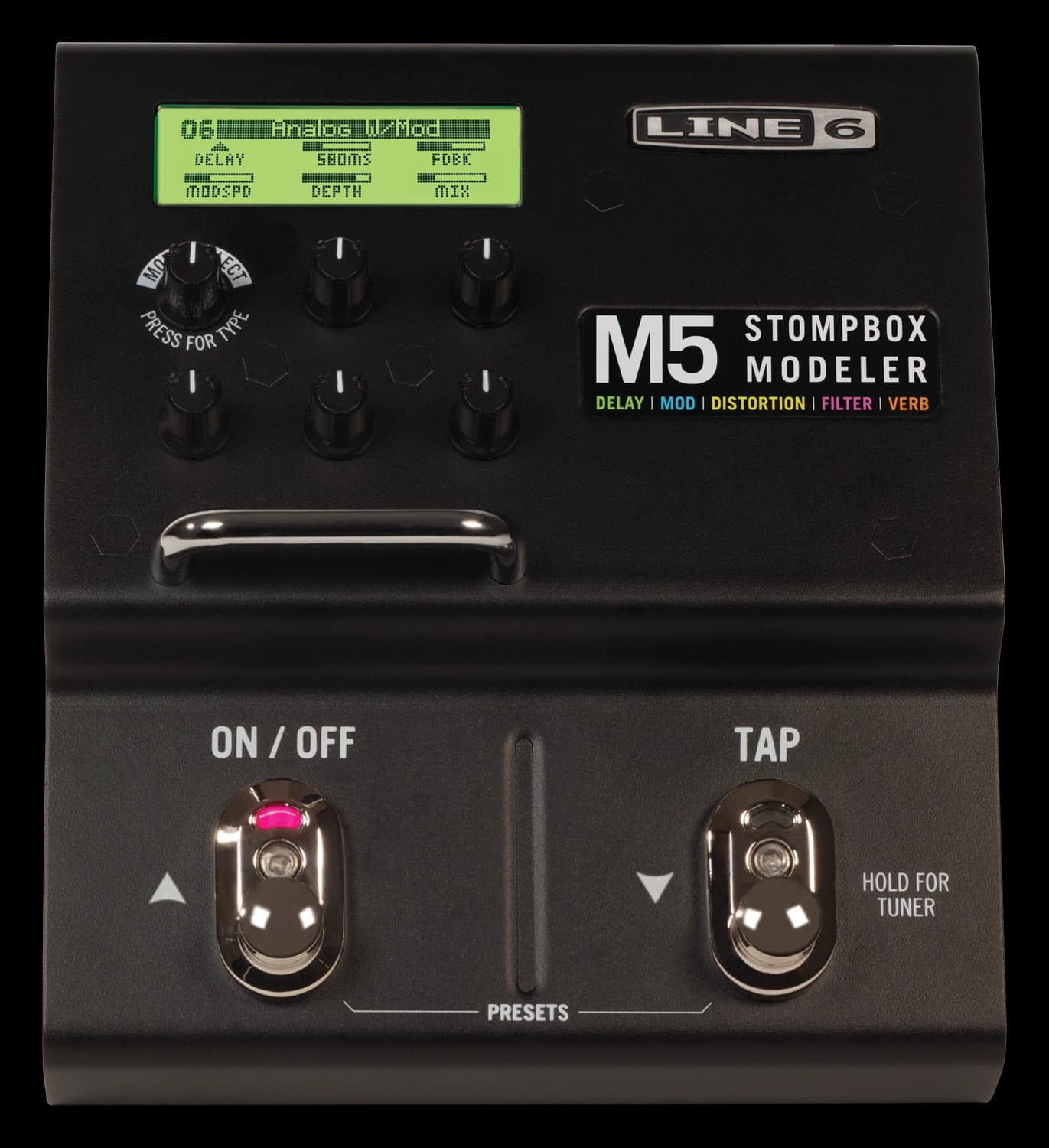 Line 6 M5 Stompbox Modeler, front view.