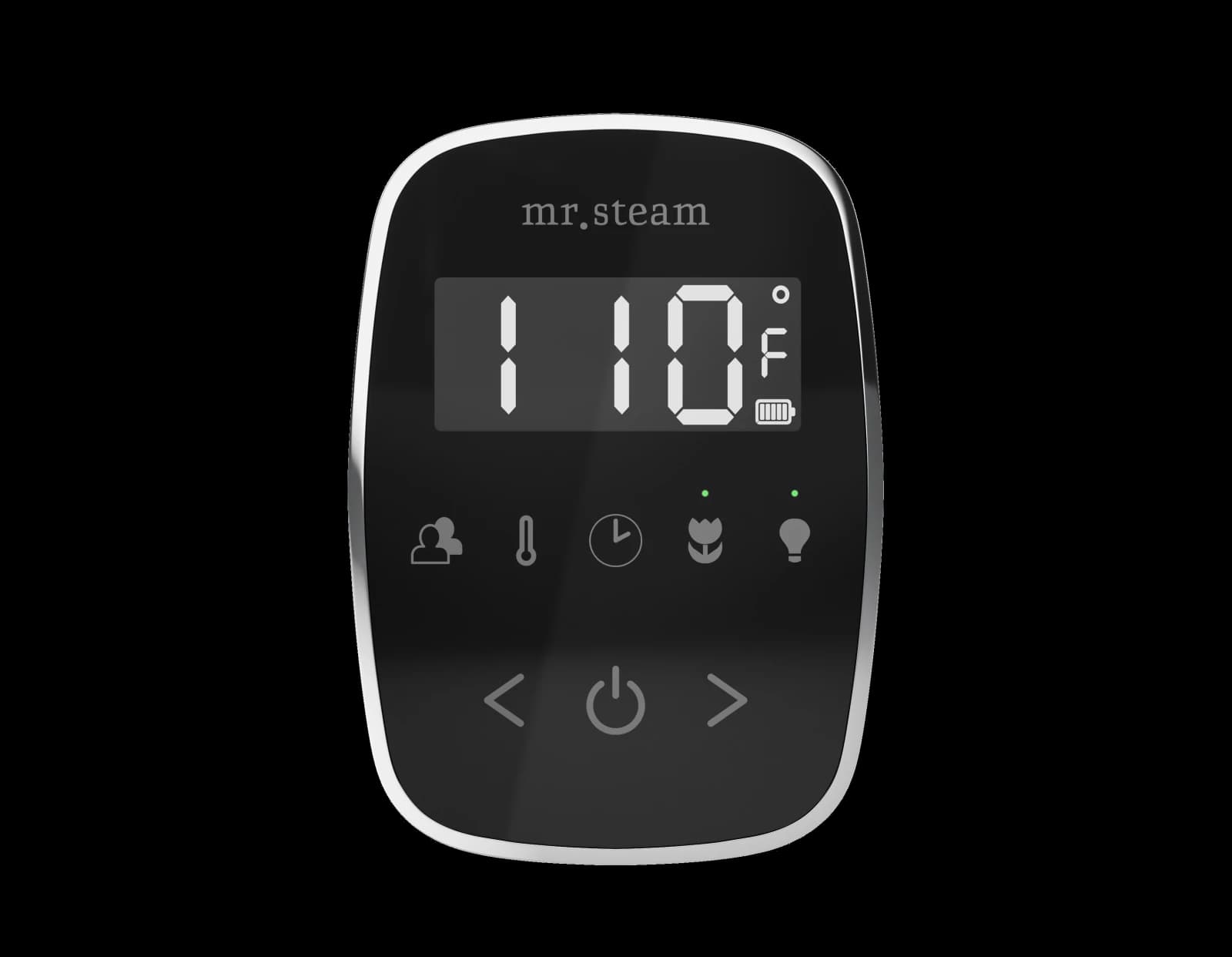 MrSteam TempoFlex black-glass controller with separate chrome bezel