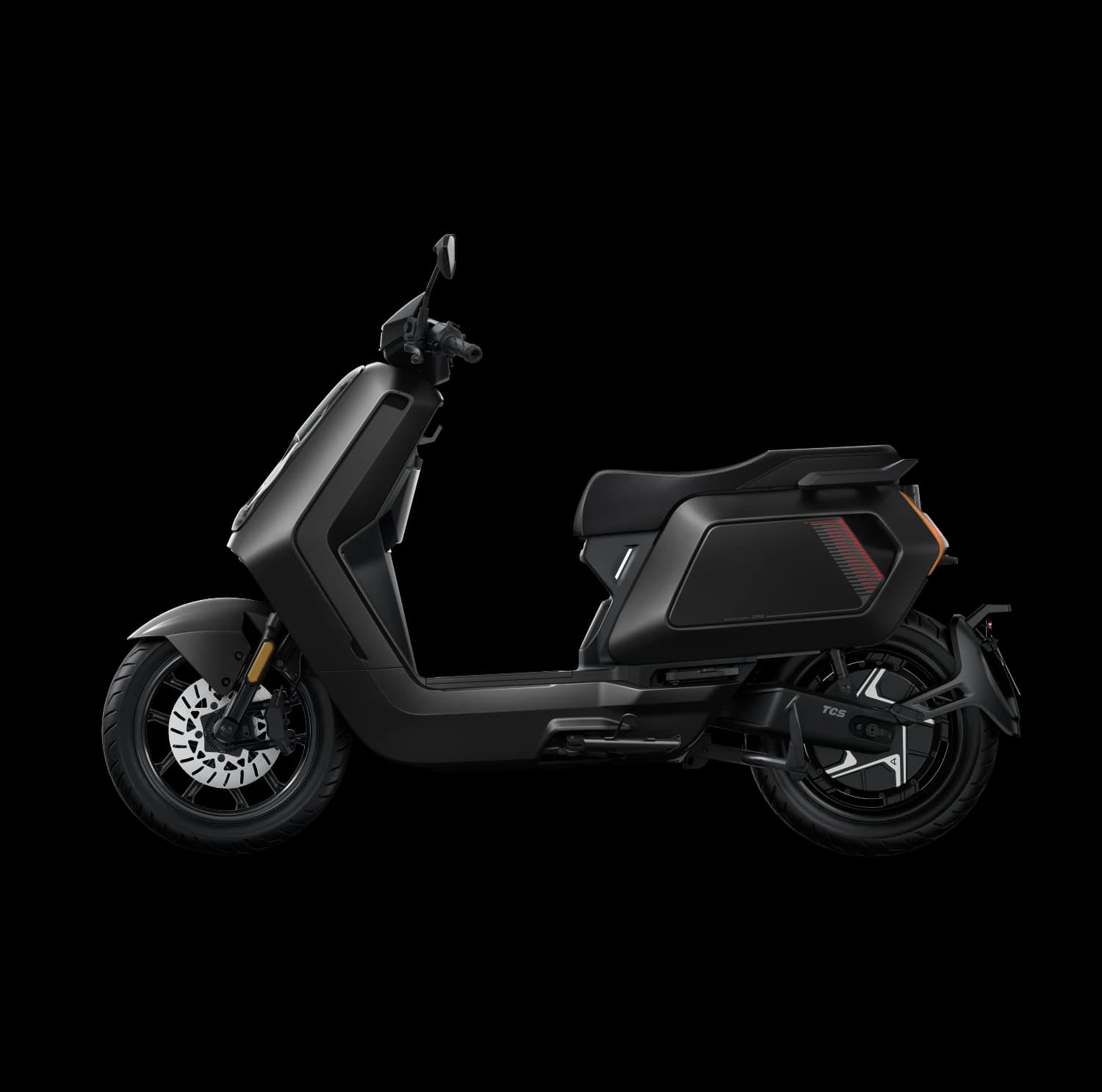 NIU NQiX 150 scooter in black, side view