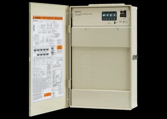 Pentair IntelliCenter pool control enclosure with its door open