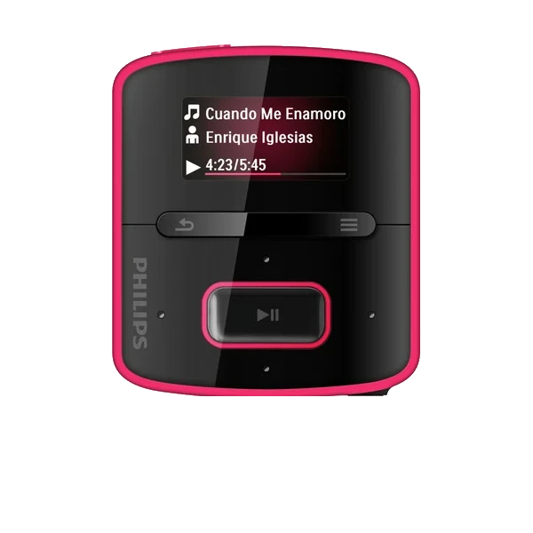 Philips GoGear Raga SA3RGA02PN, pink player product photograph.