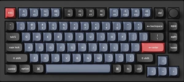 Keychron Q1 keyboard with rotary knob, viewed from above