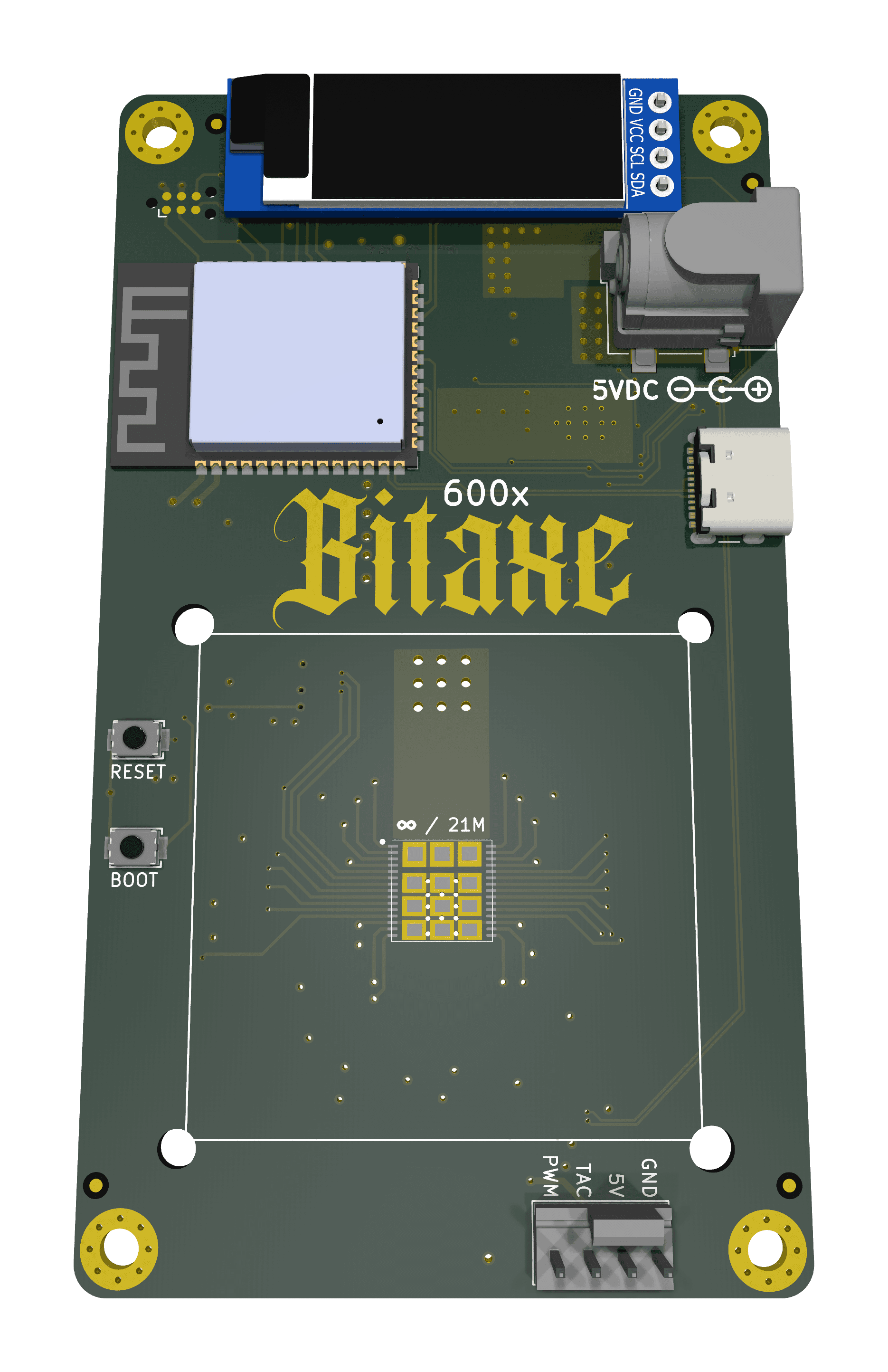 Bitaxe Gamma mining board official CAD rendering