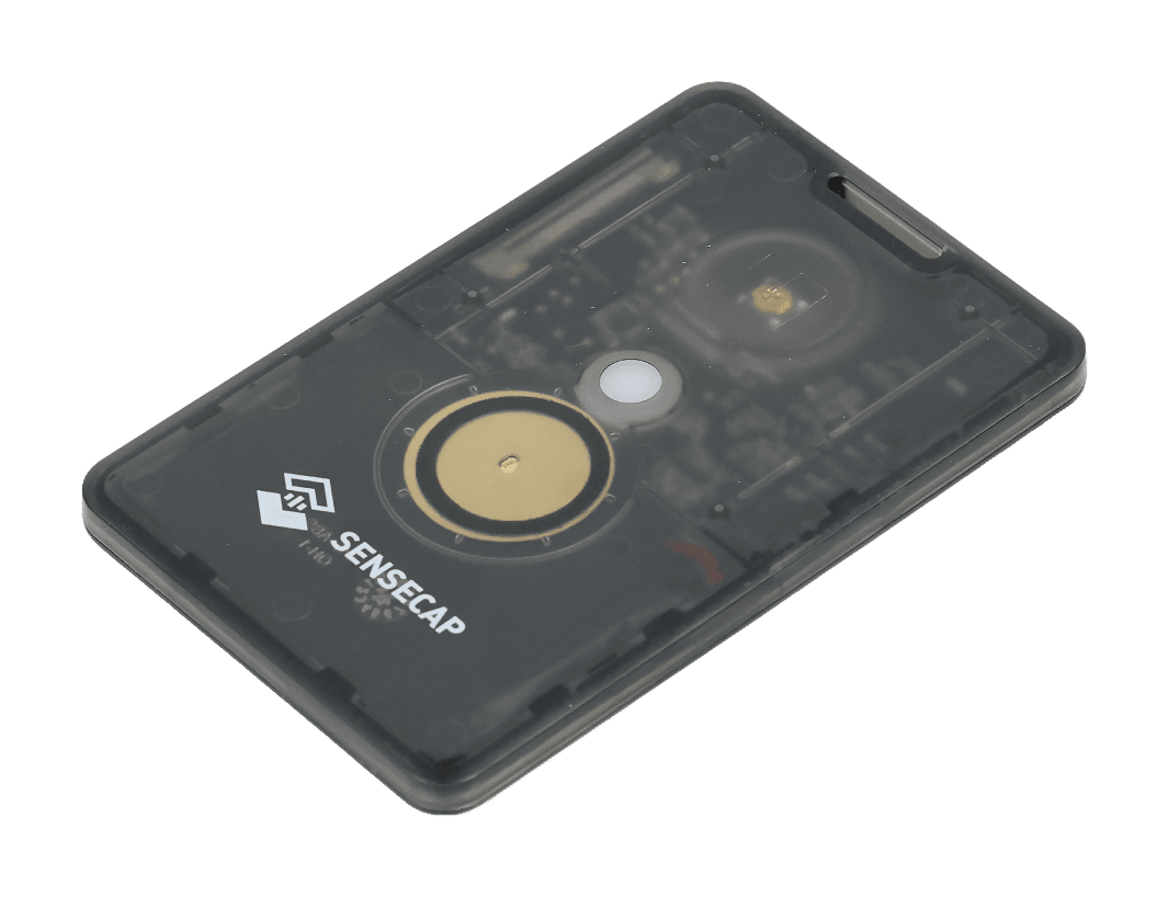 Seeed SenseCAP T1000-E tracker, complete front housing viewed at an angle.