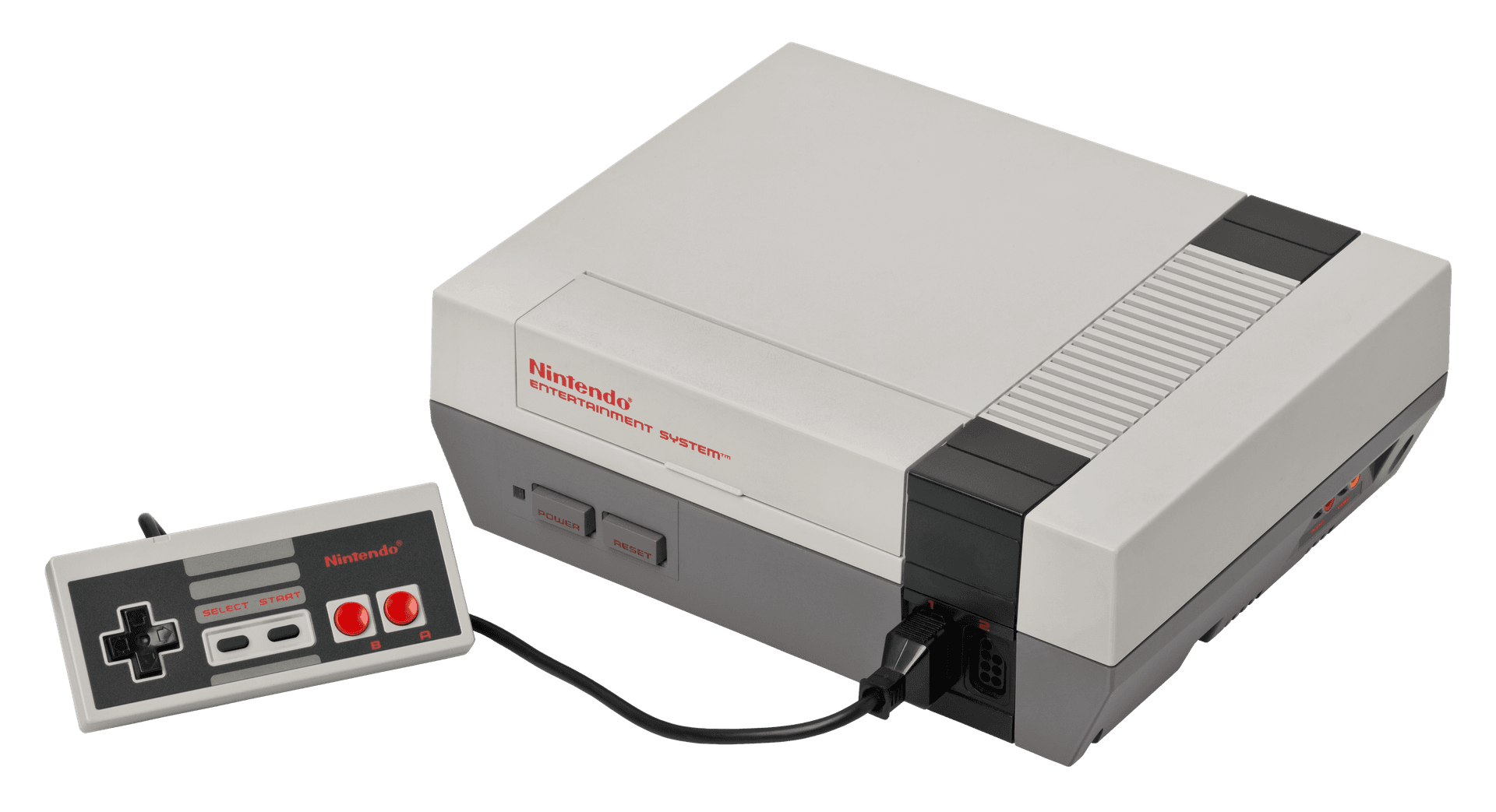 Nintendo Entertainment System front-loading console and controller