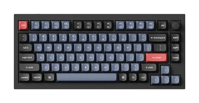 Keychron Q1 keyboard with rotary knob, viewed from above