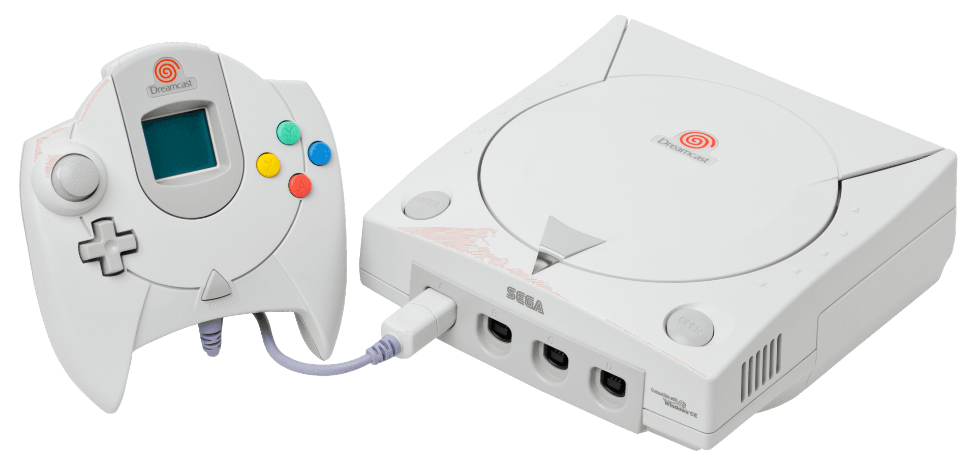 Sega Dreamcast console with controller and VMU
