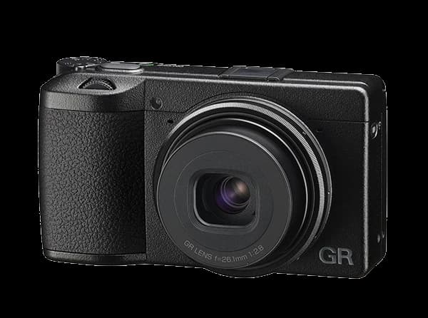 Ricoh GR IIIx camera, complete front product view