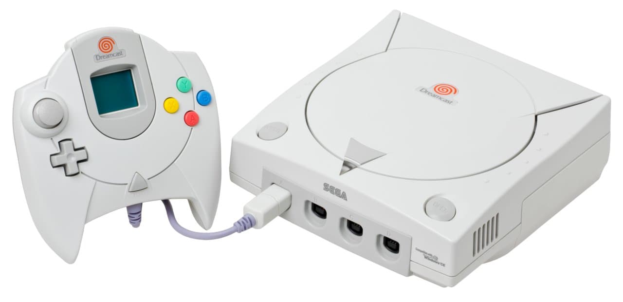 Sega Dreamcast console with controller and VMU