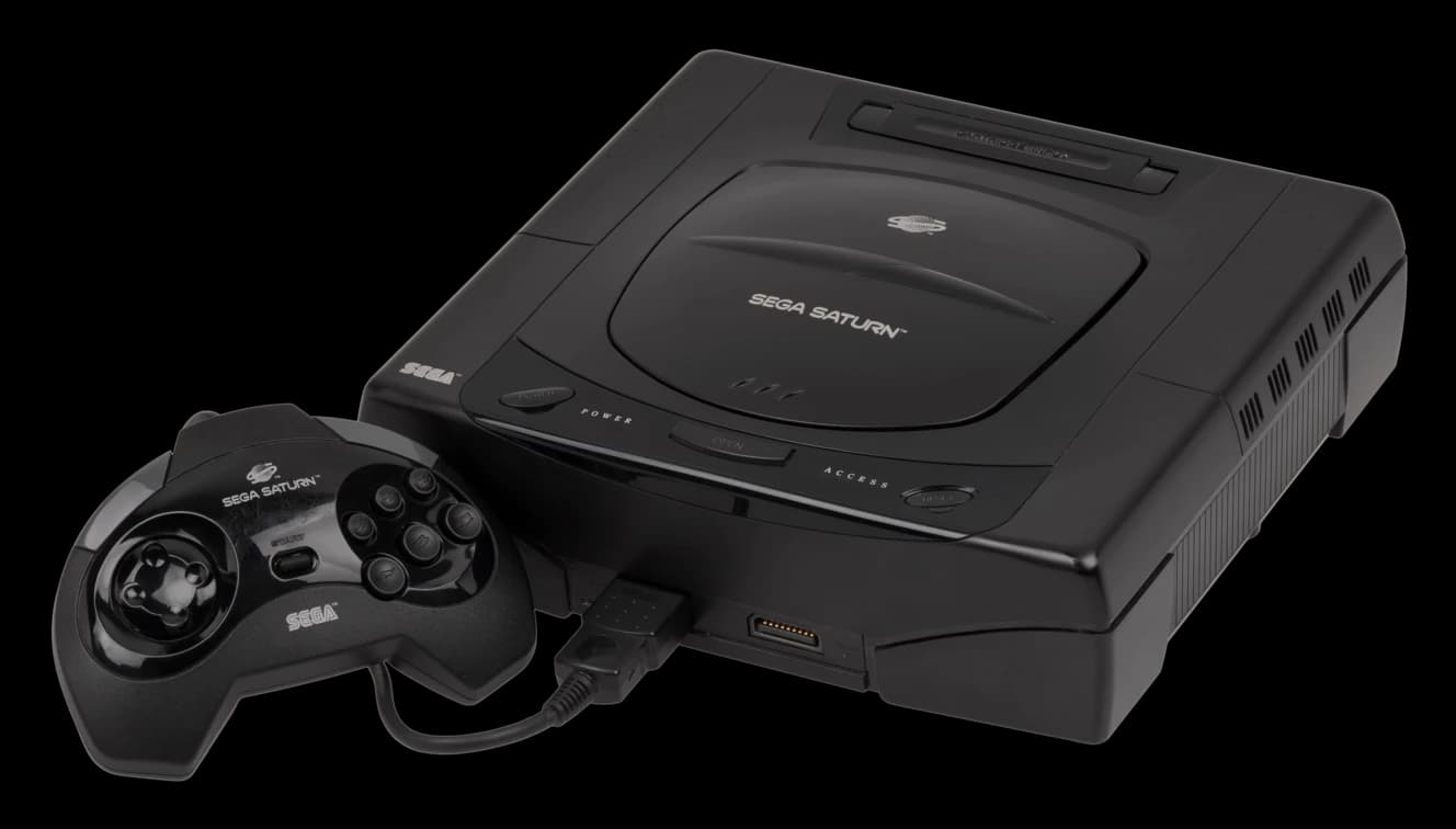 North American Sega Saturn Model 1 console with its matching controller.