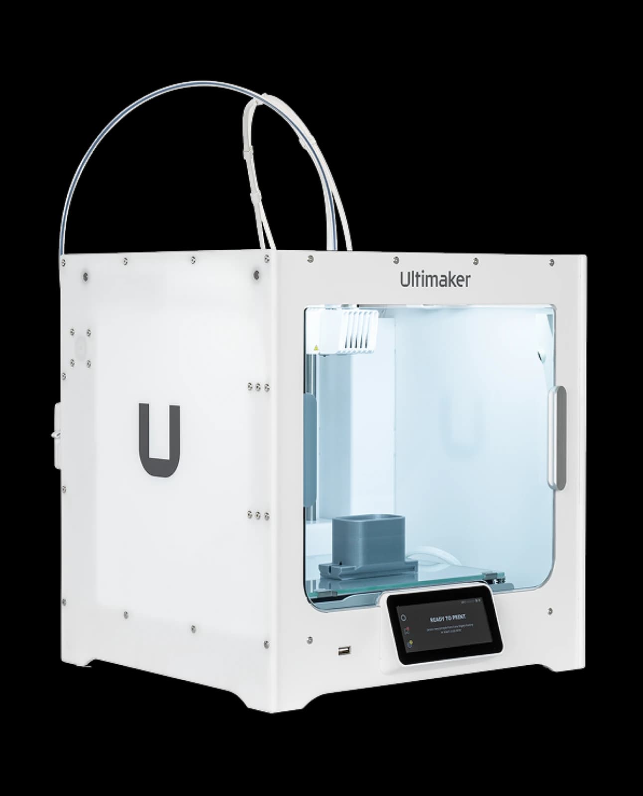 UltiMaker S3 printer shown alone with its front touchscreen.