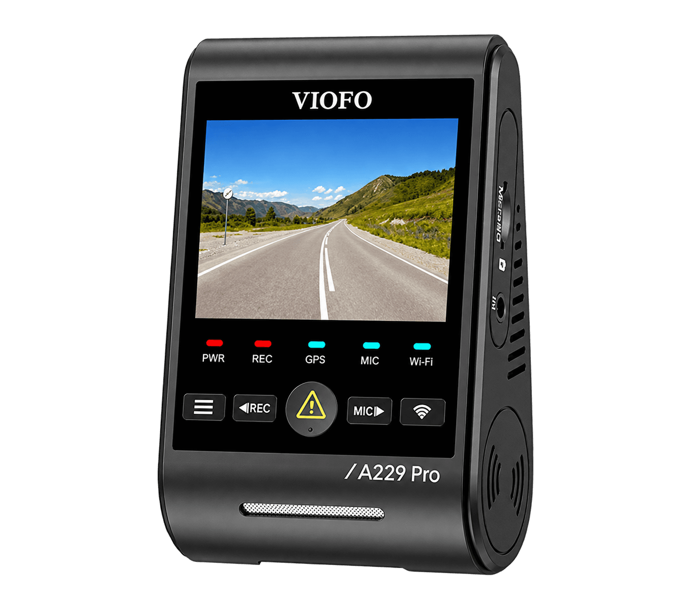 VIOFO A229 Pro front camera alone against a plain dark background