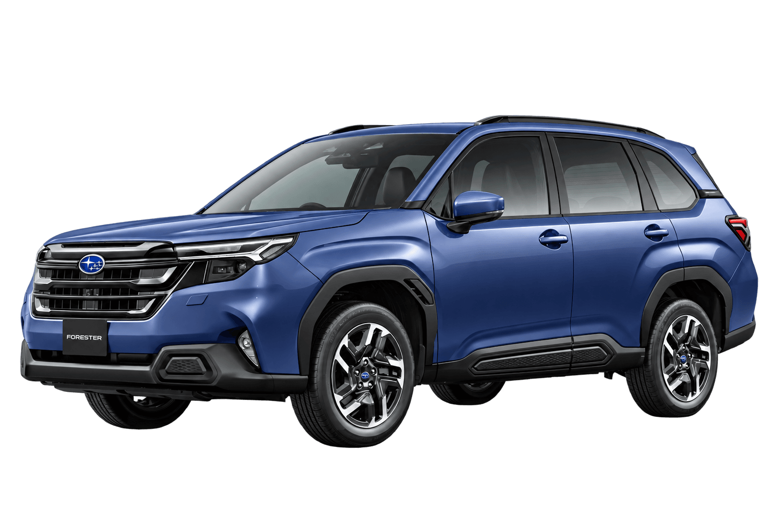 Japan-market Subaru Forester Touring in Daybreak Blue Pearl, alone on a white background
