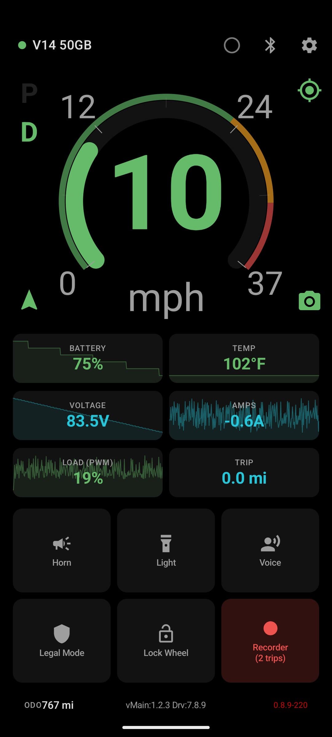 EUC Planet live wheel dashboard