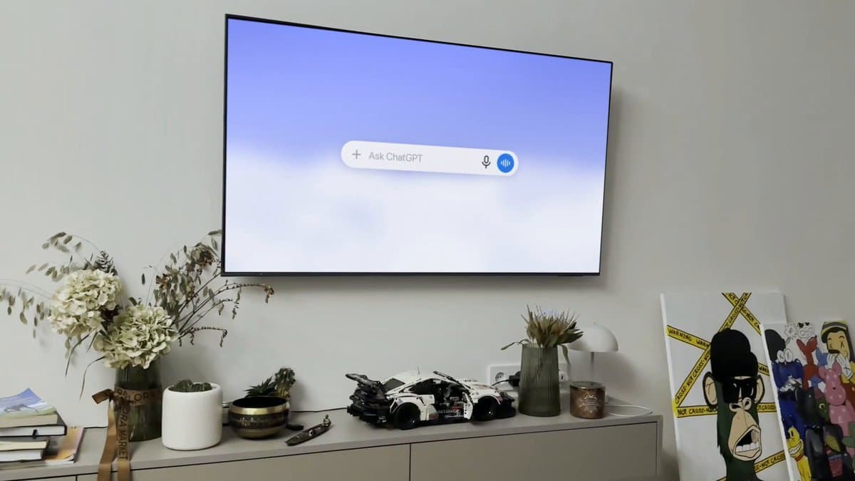 Source-post video thumbnail of a TV displaying an Ask ChatGPT prompt