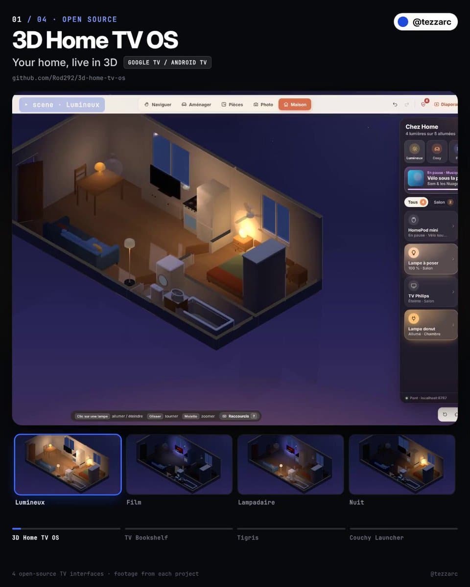 Source-post preview of the separate 3D Home TV OS project